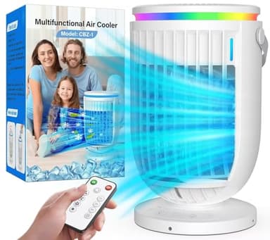 AI Portable Air Conditioners Fan,JYew 120° Oscillating Evaporative Mini Room Air Conditioners,Portable AC Unit Air Cooler with 4 in 1 Humidifier Fan Conditioner, AC Portable for Room Office
