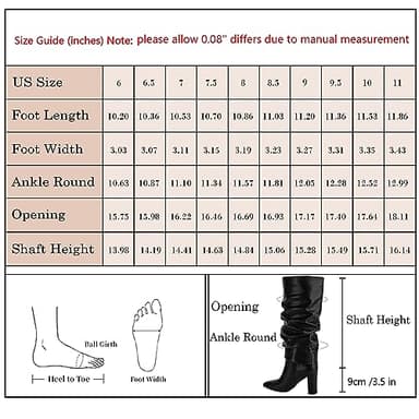 Modatope White Fold Over Boots White for Women Knee High Boots Women Pointed Chunky Heeled Tall Boots Long Boots Size 7.5 - Image 7