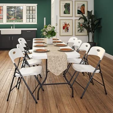 COSCO Solid Resin Folding Chair, 4-Pack, White - Image 10