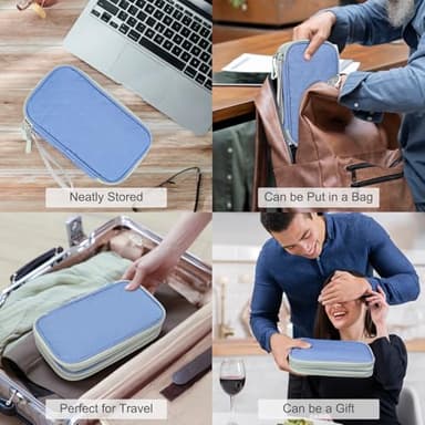 FYY Electronic Organizer, Travel Cable Organizer Bag Pouch Electronic Accessories Carry Case Portable Waterproof Double Layers All-in-One Storage Bag for Cable, Cord, Charger, Phone, Blue Pattern - Image 7