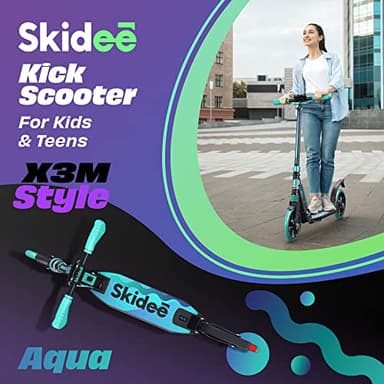 Skidee Kick Scooters for Kids 8-12 - Adjustable Height Up to 41", Foldable, 8" Shock-Absorbing Wheels, 220LBS Capacity - Ultra Smooth Kick Scooter for Adults, Teens & Kids – Lightweight & Portable - Image 4