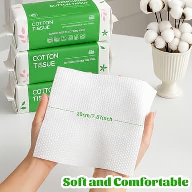 Disposable Face Towels 100 Count, Biodegradable Facial Towels for Sensitive Skin, Ultra Soft & Thick Face Cloth, Lint- free Dry Wipes for Makeup Remover, Skincare and Cleansing - Image 3
