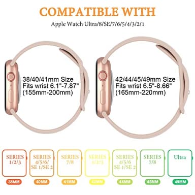6 Pack Silicone Bands Compatible with Apple Watch Band 38mm 40mm 41mm 42mm 44mm 45mm 46mm 49mm Women Men, Soft Sport Strap Replacement Wristband for iWatch Series 11 10 9 8 SE 7 6 5 4 3 2 1 Ultra - Image 3