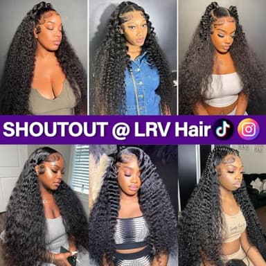 LRV 26 Inch Deep Wave Lace Front Wigs Human Hair, 13x4 HD Curly Lace Front Human Hair Wet Wavy Waterwave Glueless Frontal Deep Wave Wig for Women, Pre Plucked, 180 Density, Average Cap, Tangle Free - Image 6