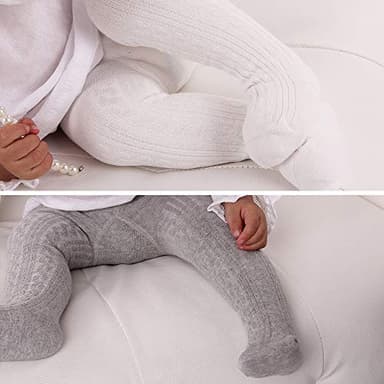Zando Infant Soft Tights Toddler Seamless Leggings Tights for Baby Girls Winter Knit Warm Newborn Pants Stockings 1 Pack White X-Large/2-4 Year - Image 5