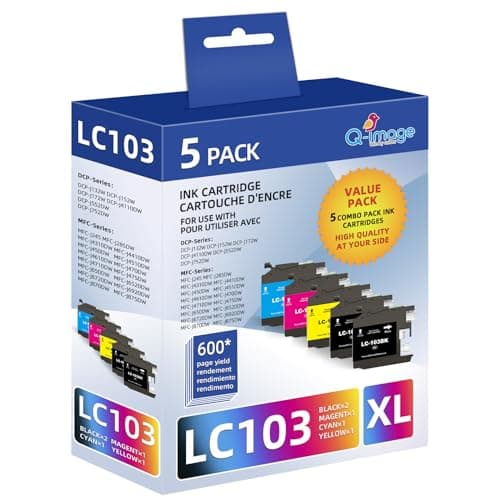 LC103XL LC103 Ink Cartridges High Yield Compatible for Brother LC103 XL LC101 Work with Brother MFC-J870DW MFC-J6920DW MFC-J450DW MFC-J470DW MFC-J6520DW (2 Black, 1 Cyan, 1 Magenta, 1 Yellow | 5 Pack) - Image 1