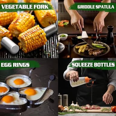 120 Pcs Griddle Accessories Kit for Blackstone - Perfect Flat Top Grill Accessories for Outdoor, Professional Round Melting Dome with Cast Iron Smash Burger Press for Barbecue. - Image 5