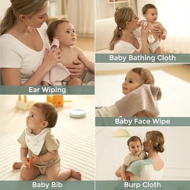 Momcozy Soft & Absorbent Baby Washcloths - 4 Layer Design| Medium Thickness| Premium Cotton for Newborns' Skin-Great for Bathing, Wiping & on-The-go Use, Shower Gift and Essential(5 Pack, 10x10 inch) - Image 8