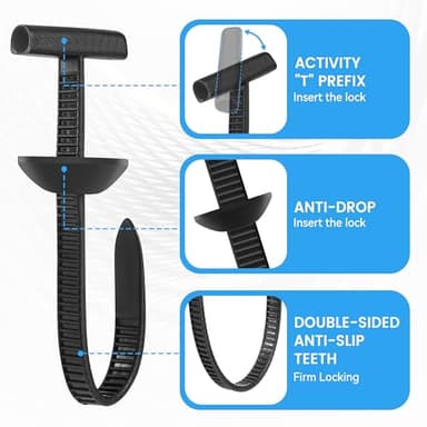 60 Pcs Nylon Universal Cable Tie Buckle - New Multifunctional Nylon Zip Ties Double Sided Buckle & Button Design Plastic Cable Ties Tool Fasteners Car Body UV Resistant Zipties for Car Daily Repair - Image 3
