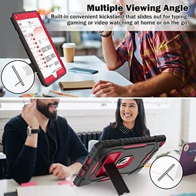 Case for iPad 9th/8th/7th Generation 2021/2020/2019(10.2 inch), Heavy Duty Military Grade Shockproof Rugged Protective 10.2" Cover with Built-in Stand for iPad 9 8 7 Gen (Black+Red - Image 4