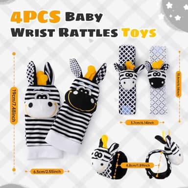 Baby Toys 0-6 Months,High Contrast Baby Toys for Newborn,Black and White Toys,Infant Rattle Socks and Wrist Toy,Newborn Toys 0 3 Months Brain Development,0-6 Months Babies Boy Girl Gift - Image 7