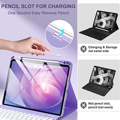 Harvopu Keyboard Case Compatible with iPad Air 11-inch/Air 5th 4th Generation Case with Keyboard-Backlit Detachable, Folio Cover with Pencil Holder for Air 11" M3/M2 (2025/2024), Air 5/Air 4 (Purple) - Image 7