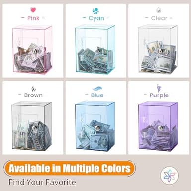 Hicocool Clear Piggy Bank with Lock, Acrylic Piggy Bank with Key for Adults Kids Openable, Reusable Money Saving Box for Birthday (Clear - Image 5