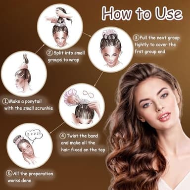 Heatless Curls Scrunchie, Brown Satin Heatless Curlers To Sleep In, Soft Sleepy Ties for Hair, Lazy Scrunchie Rollers No Heat Curls for Long Hair, Fashionable Item for Going Out and Exercise - Image 4
