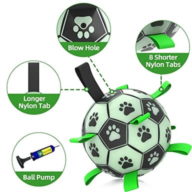 QDAN Dog Ball, Glow in The Dark Dog Toys, Light Up Soccer Ball for Dogs, Outdoor Dog Toys, Doggy Water Toy, Puppy Birthday Gifts for Medium Large (8 Inch) - Image 8