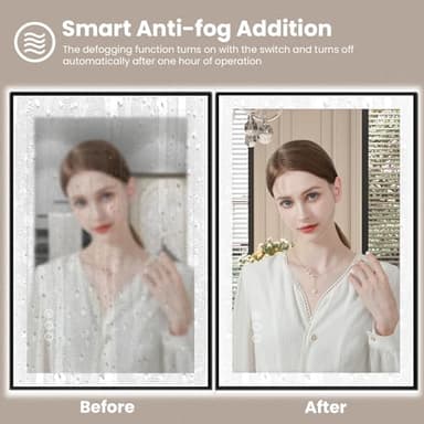 Amorho 72"x 36" LED Bathroom Mirror with Black Frame, Front Light and Backlit(Controlled Separately), Stepless Dimmable, Anti-Fog, Shatter-Proof, 3 Colors, Memory - Image 3
