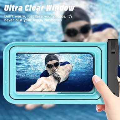 Bungajungle Waterproof Phone Pouch - 2 Pack IP68 Floating Waterproof Phone Case, Dry Bag Beach Cruise Essentials with Adjustable Lanyard for iPhone 16 Pro Max / 15 Pro/Galaxy S24 S23 (Black and Blue) - Image 7
