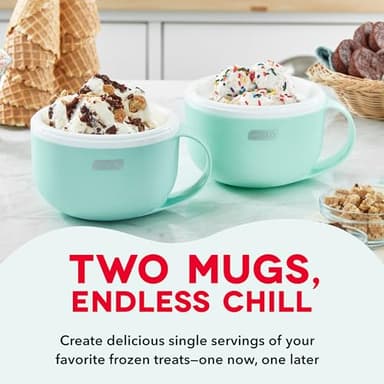 DASH My Mug Ice Cream Maker Machine (Aqua): Multi-Purpose Soft Serve Ice Cream Machine with (2) Bowls for Homemade Gelato, Sorbet, Frozen Yogurt, Built-In Ingredient Chute, Easy to Clean and Store - Image 2