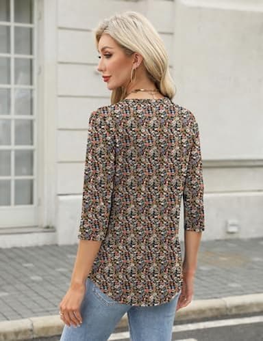 FreshNight Womens 3/4 Sleeve Tops and Blouses Women V Neck T Shirt Womens Summer Tops Casual Trendy Top for Women 2025 XL - Image 2