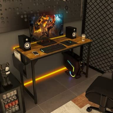 Sweetcrispy Computer Office Desk 48 Inch Kids Student Study Writing Work with Storage Bag & Headphone Hooks Modern Simple Home Bedroom PC Table - Image 9