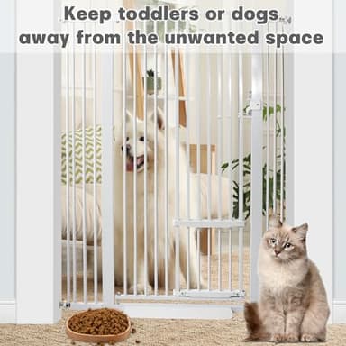 SHYUJAJIE 55 Inch Extra Tall Pet Gate with Small Cat Door, Adjustable 29.55" - 40.55", Dog Gate with Easy Walk Thru Pet Door for Stairs, Doorway, House - Image 6