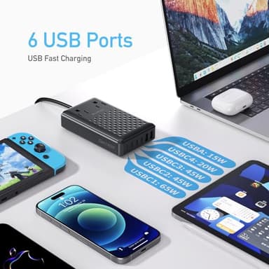 Charging Station 140W USB C Charger Block, Upgraded GaN III 8-in-1 Fast Charging Station Hub,PD 65W Laptop Charger Adapter Compatible with Compatible with MacBook Air/Pro,iPhone16/15,Galaxy S24 etc - Image 3