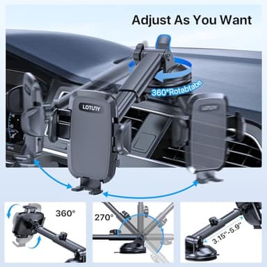 LOTUNY Phone Holders for Your Car, Upgraded Rotatable Base Phone Holder for Car Dashboard Windshield, Universal Cell Phone Holder Automobile Cradle for iPhone Samsung Google and All Smartphones - Image 4