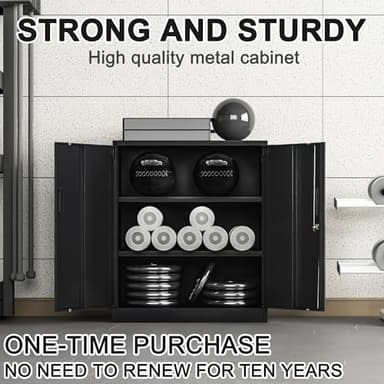 BESFUR Metal Storage Cabinet 36" H, Black Steel Locking Cabinet with 2 Lockable Doors and 2 Adjustable Shelves for Home Office, Garage, School, Apartment, Warehouse - Image 5