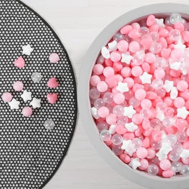 GOGOSO Ball Pit Balls,Plastics Balls for Ball Pit, Stars Hearts Shape for PastelBall for Toddlers Kids, Pink Light Pink White Clear,200pcs - Image 5