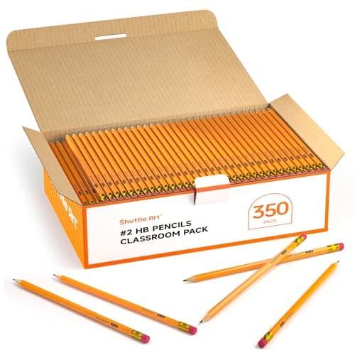Shuttle Art Wood-Cased #2 HB Pencils, 350 Pack Sharpened Yellow Pencils with Erasers, Bulk Pack Graphite Pencils for School and Teacher Supplies, Writing, Drawing and Sketching - Image 1