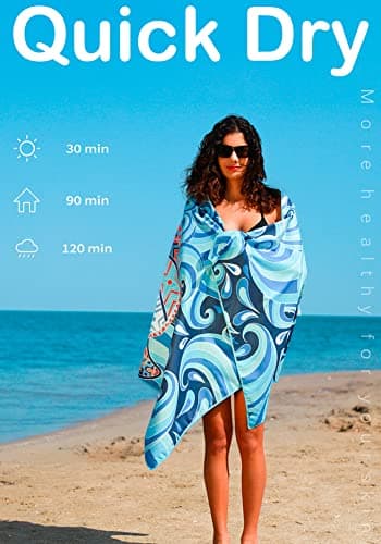 Widdonen Microfiber Lightweight Thin Beach Towel Sand Free Quick Dry Absorbent Compact Towels for Swimming Pool Camping Beach Accessories Large Easy Pack Travel Things for Vacation Essentials Gift - Image 5