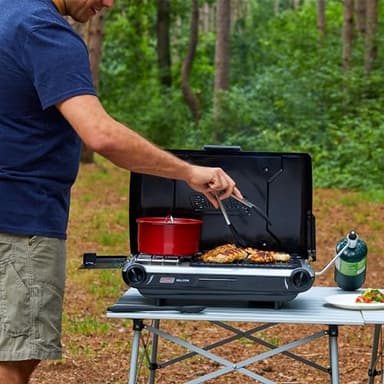 Coleman Tabletop Propane Gas Camping 2-in-1 Grill/Stove 2 Burner - Image 2
