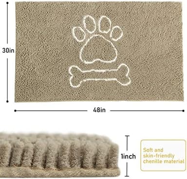 AROGAN Indoor Door Mat Entryway Rug Traps Mud and Water, Chenille Doormat for Muddy Shoes and Dog Paws, Machine Washable Doormat, Front Door Mat, Busy Area Dog Rugs for Floors, Entrance, 30x48 Beige - Image 3