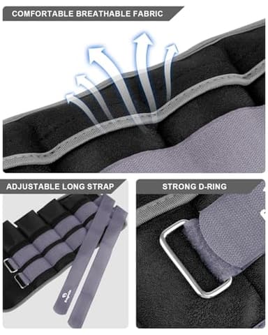 Fragraim Adjustable Ankle Weights 1-20 LBS Pair with Removable Weight for Jogging, Gymnastics, Aerobics, Physical Therapy, Resistance Training|Each 2-10 lbs, Total 20LBS, Dark Grey - Image 2
