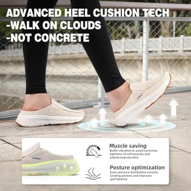 Women's Orthopedic Loafers Slip On Walking Shoes: Slippers with Arch Support for Womens, Comfortable Work Shoes for Ankle Pain, Tendonitis Casual Mules for Hanging Out, Camp Beige Size 8.5 - Image 7