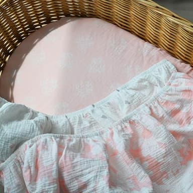 Gllquen Baby Muslin Bassinet Sheets 3 Pack, Breathable Elastic Cozy Fitted Cotton Bassinet Mattress Sheet for Baby Boy Girls, Fit for Hourglass Oval Rectangular Cradle Pad Sheets 33"x17" (Pink) - Image 8