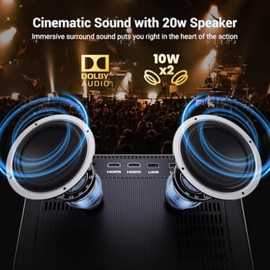 2000 ANSI Netflix Officially Licensed 4K Full HD Outdoor Projector, HAPPRUN Projector with Wifi and Bluetooth, Built-in Apps, Auto Focus, Smart Projector for Movie/Home Theater/Indoor/PS5/PC/Phone - Image 6