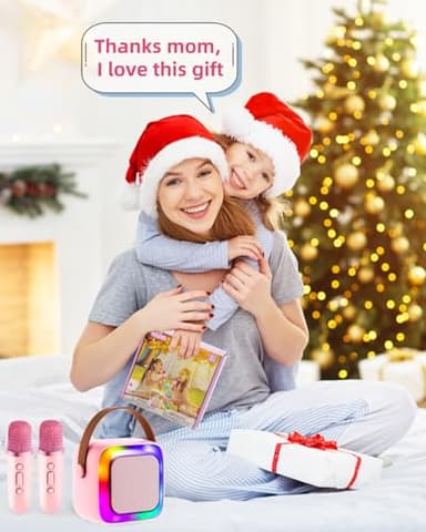 Anliuanliu Kids Karaoke Machine for Adults, Mini Portable Karaoke Bluetooth Speaker with 2 Wireless Microphones, Birthday Gifts Toys for Teen Girls Ages 4, 5, 6, 7, 8, 9, 10, 12+ Year Old (Pink) - Image 2