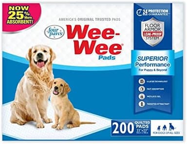 Four Paws Wee-Wee Superior Performance Unscented Pee Pads for Dogs & Puppies, Quilted Leak-Proof Dog Housebreaking Potty Training Floor Protection, 22" x 23", 200 Count - Image 3