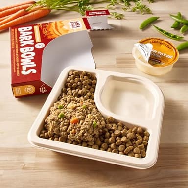 Bark Bowls On The Go Dog Food, Chicken Pot Pie Dinner, Turkey Fare Dinner & Homestyle Beef Dinner Variety Pack - 7.5 oz Tray (6 Count), Made in The USA - Image 3