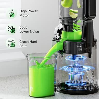 Aeitto Cold Press Juicer, 5.3" Extra Large Feed Chute, Masticating Juicer Machines, Fit Whole Vegetables & Fruits, Professional Juice Maker,Self Feeding, High Juice Yield, Easy to Clean - Image 7