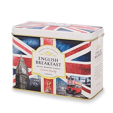 Ahmad Tea Black Tea, Nostalgic Britain Metal Caddy, English Breakfast Tea, 20 foil teabags - Caffeinated & Sugar-Free - Image 2