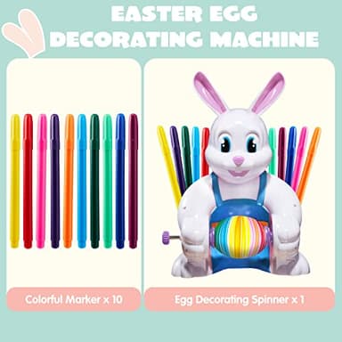 JOYIN Motorized Easter Egg Decorator Kit, Easter Busy Bunny Egg Spinner Whirler Decorating Machine with 10 Non-Toxic Markers for Kids Craft Activities - Image 5