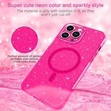 BENTOBEN for iPhone 13 Pro Case, Phone Case iPhone 13 Pro Magnetic Case Compatible with MagSafe Glitter Bling Flexible Soft TPU Shockproof Protective Sparkly Cover for iPhone 13 Pro 6.1’, Hot Pink - Image 5