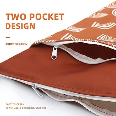 2 Pack Wet Dry Bags for Baby Diapers&Breast Pump Parts, Waterproof Reusable Wet Bag with Two Zipper Pockets, Beach Pool Gym Bag Stroller Yoga Toiletries Daycare Organizer, 11.8 inch x 15.7inch(Brown) - Image 3