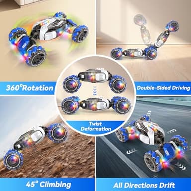 Nicella Remote Control Car - RC Toys Gifts for 6-13 Year Old Boys Girls - 360° Rotating 4WD Gesture Sensing RC Sunt Car with Lights & Music - Birthday for Grandkids - Image 7