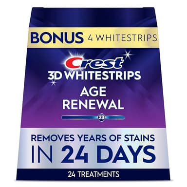 Crest 3D Whitestrips Age Renewal – Teeth Whitening Kit, 24 Treatments (20 + 4 Bonus), Each with 1 Upper/1Lower, 48 Strips – Crest 3DWhite Teeth Whitening Strips - Image 1