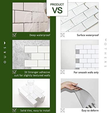 STICKGOO 10-Sheet Peel and Stick Subway Tile, Stick on Tiles Backsplash for Kitchen & Bathroom in White (Thicker Design) - Image 6