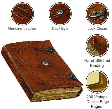 Hocus Pocus Book of Spells Hocus Pocus Spell book Prop Hocus Pocus Gifts Halloween Decorations Decor Leather Journal Writing Book Of shadow Best Hocus Pocus Gifts For Men And Women (13x10 Inch, Brown) - Image 3