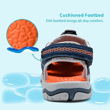 DREAM PAIRS Boys Girls Summer Outdoor Athletic Sport Sandals Walking Hiking Hook and Loop Adjustable Multicolor for Toddler/Little/Big Kids,Size 1 Little Kid,Navy/Light/Grey/Orange,160912-K - Image 6